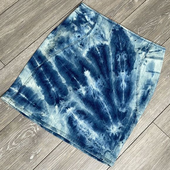 Vintage Bleach Washed Denim Stretch Skirt - Picture 5 of 17